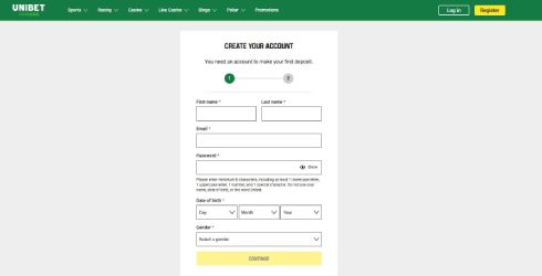Unibet registration